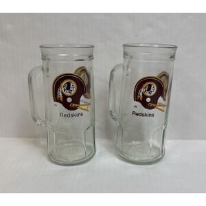 Vintage NFL Washington Redskins Football Helmet Beer Mugs 2 Mugs 7"